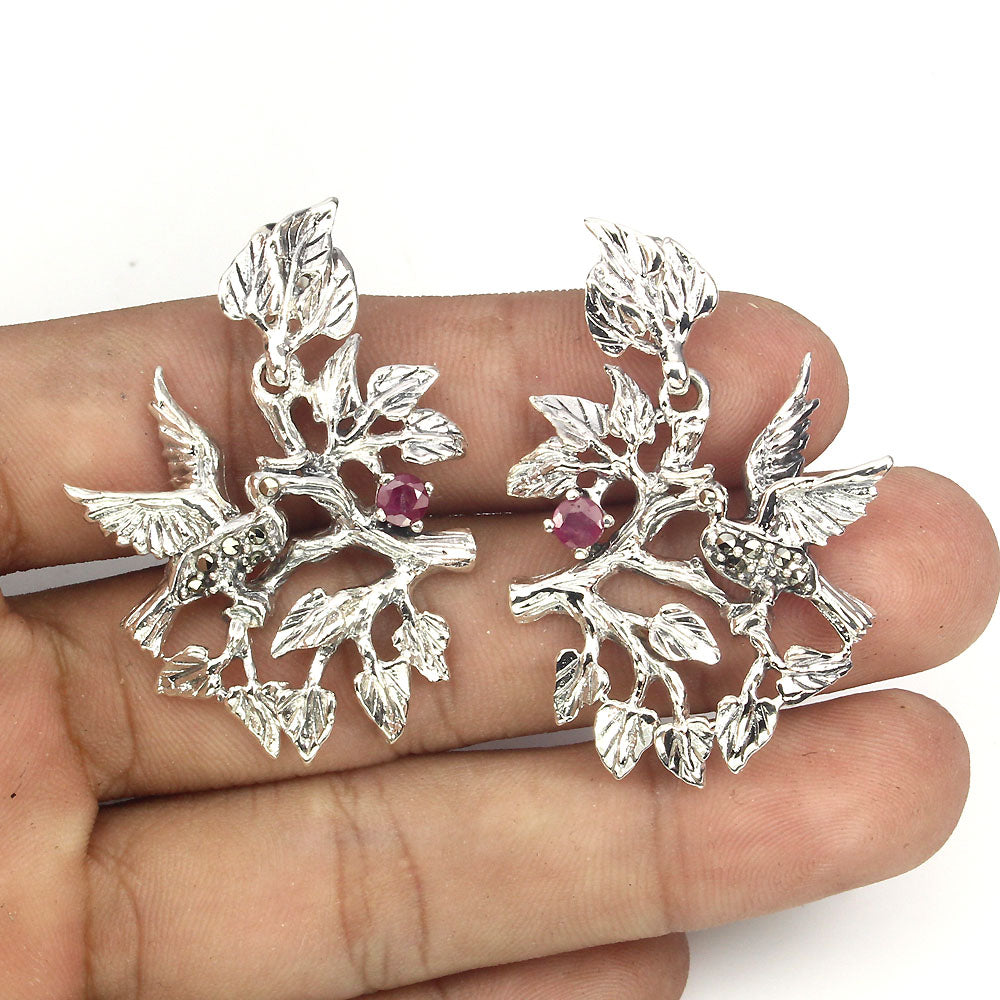 Rubin Ohrringe aus Sterlingsilber - INARA