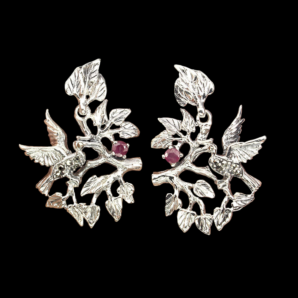 Rubin Ohrringe aus Sterlingsilber - INARA