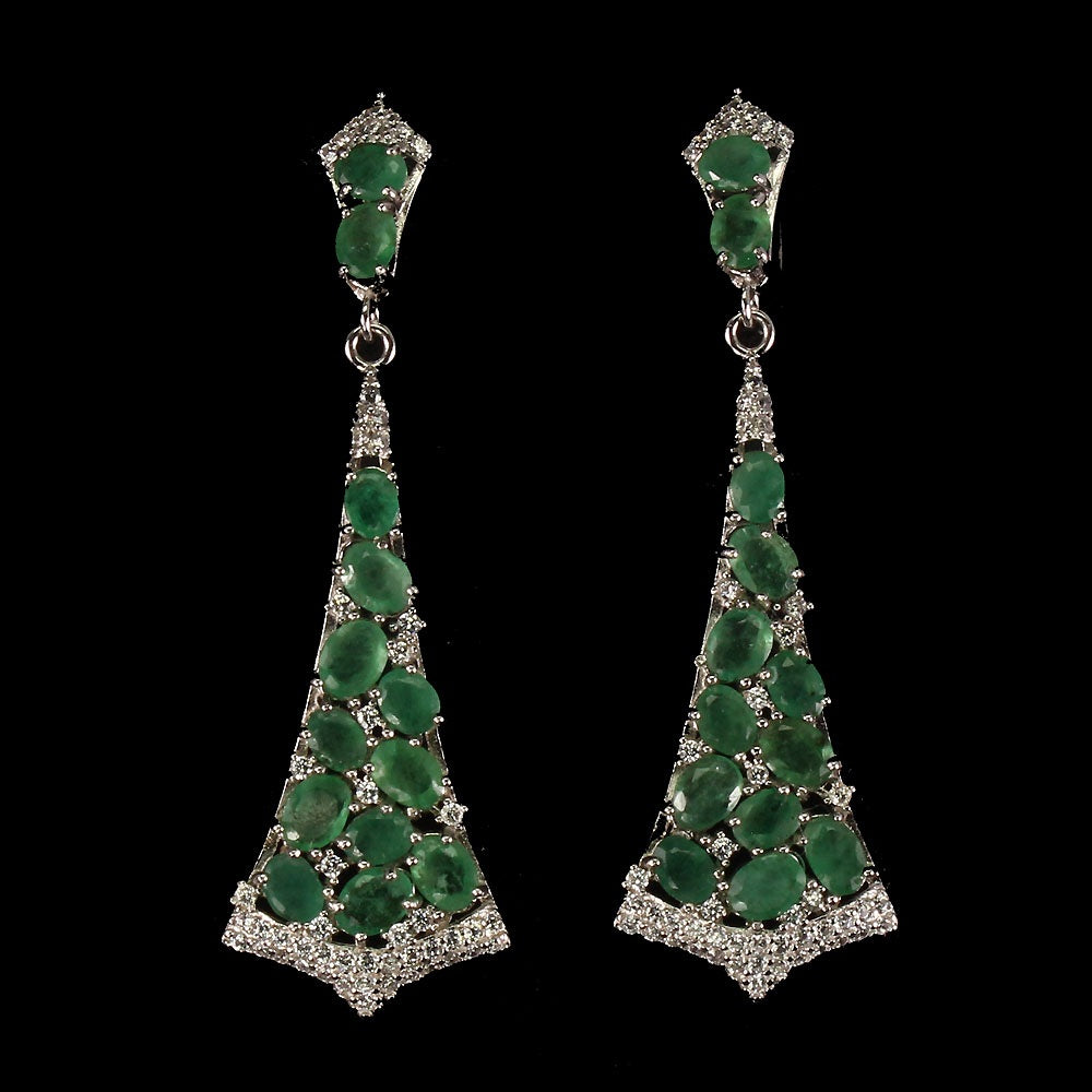 Smaragd Ohrringe Silber weißvergoldet - INARA