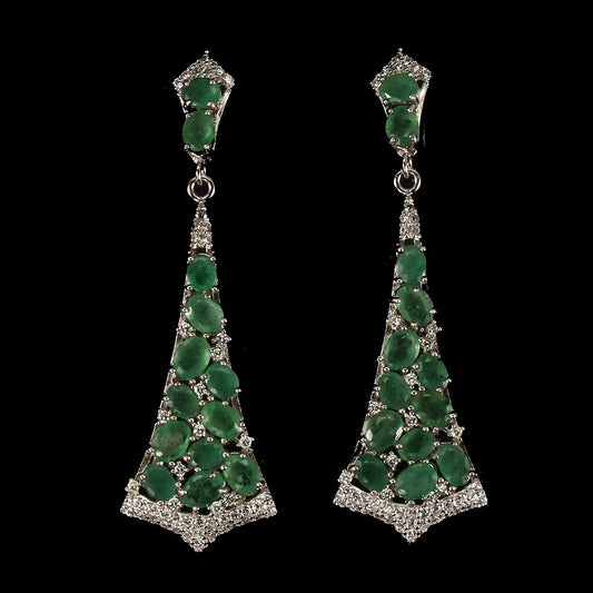 Smaragd Ohrringe Silber weißvergoldet - INARA