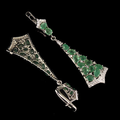 Smaragd Ohrringe Silber weißvergoldet - INARA