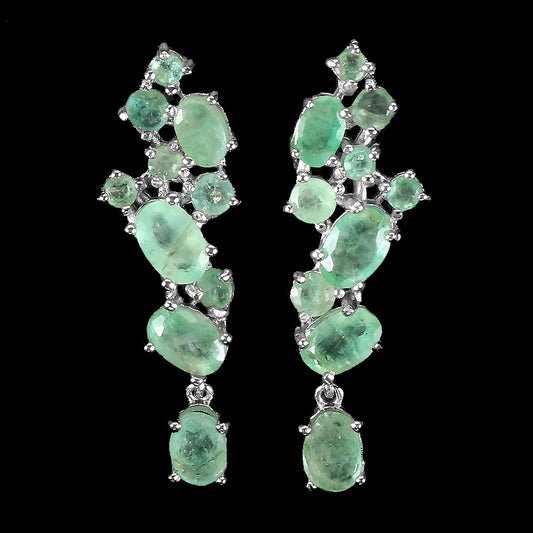 Smaragd Ohrringe Silber weißvergoldet - INARA