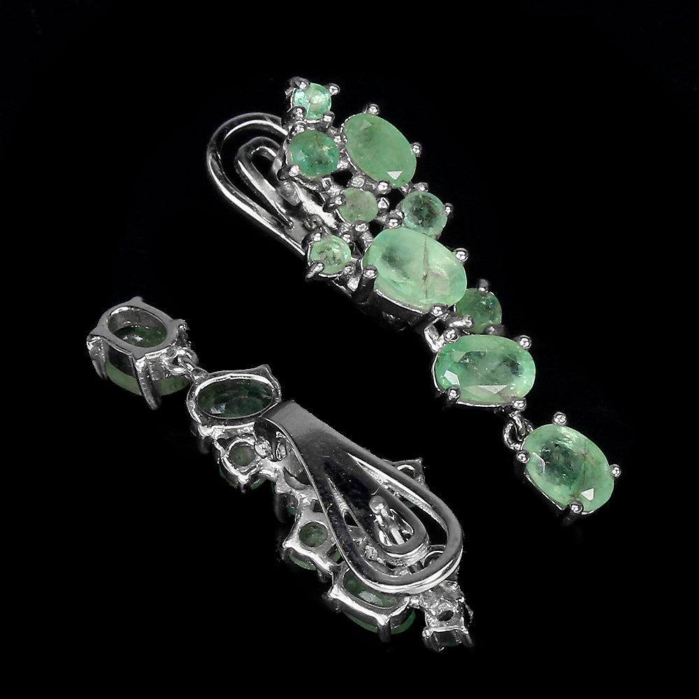 Smaragd Ohrringe Silber weißvergoldet - INARA