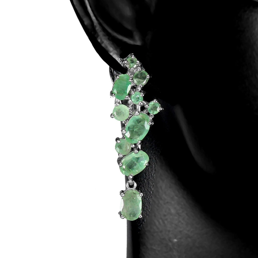 Smaragd Ohrringe Silber weißvergoldet - INARA