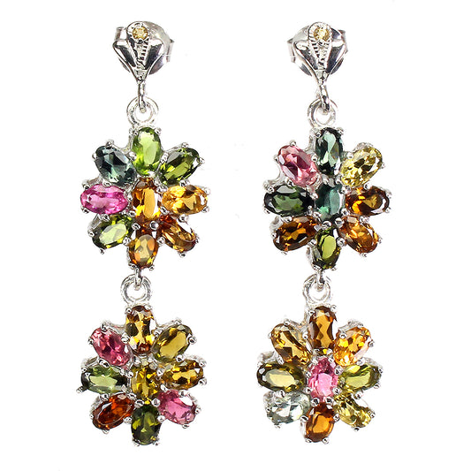 Turmalin Saphir Ohrringe aus weißvergoldetem Silber - INARA