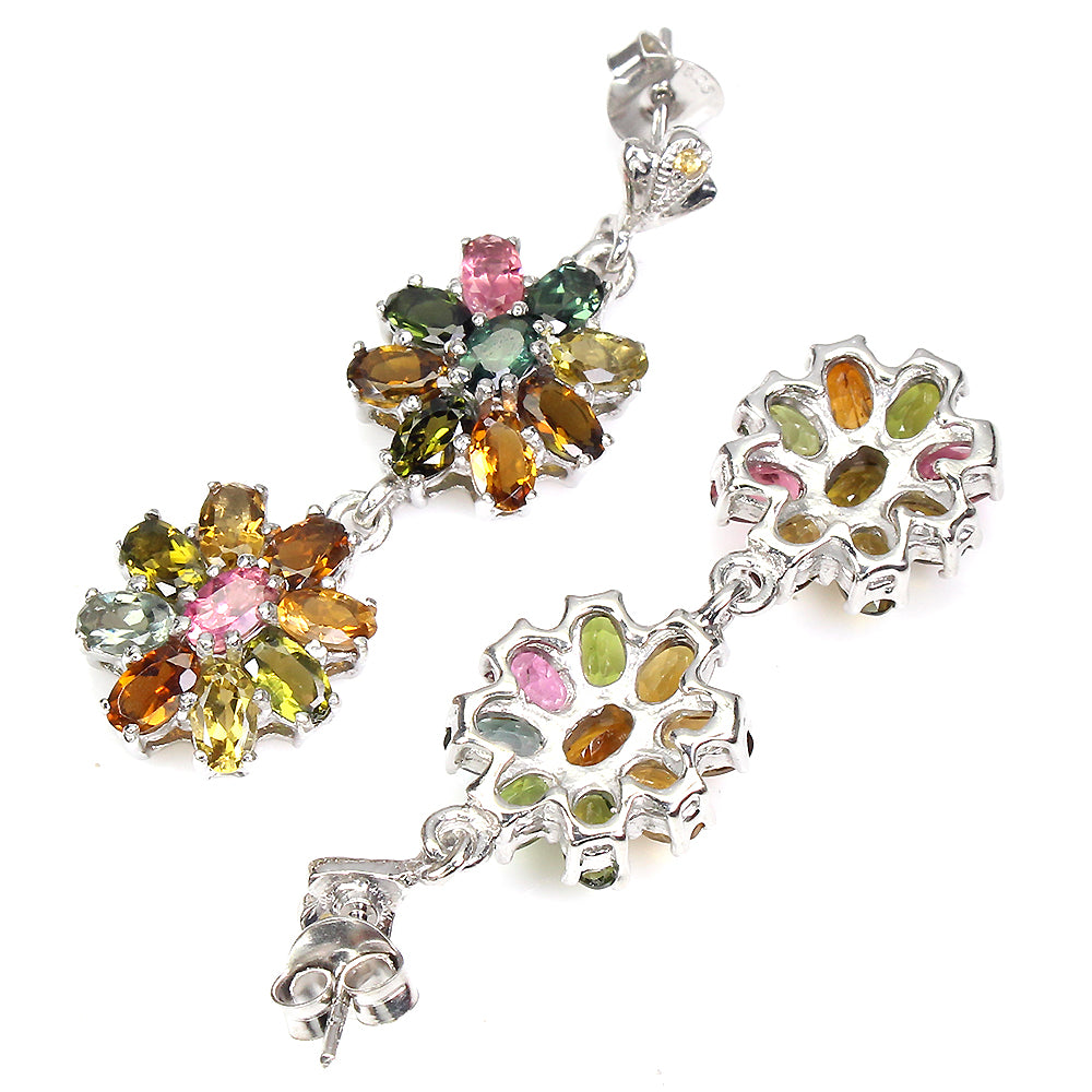 Turmalin Saphir Ohrringe aus weißvergoldetem Silber - INARA