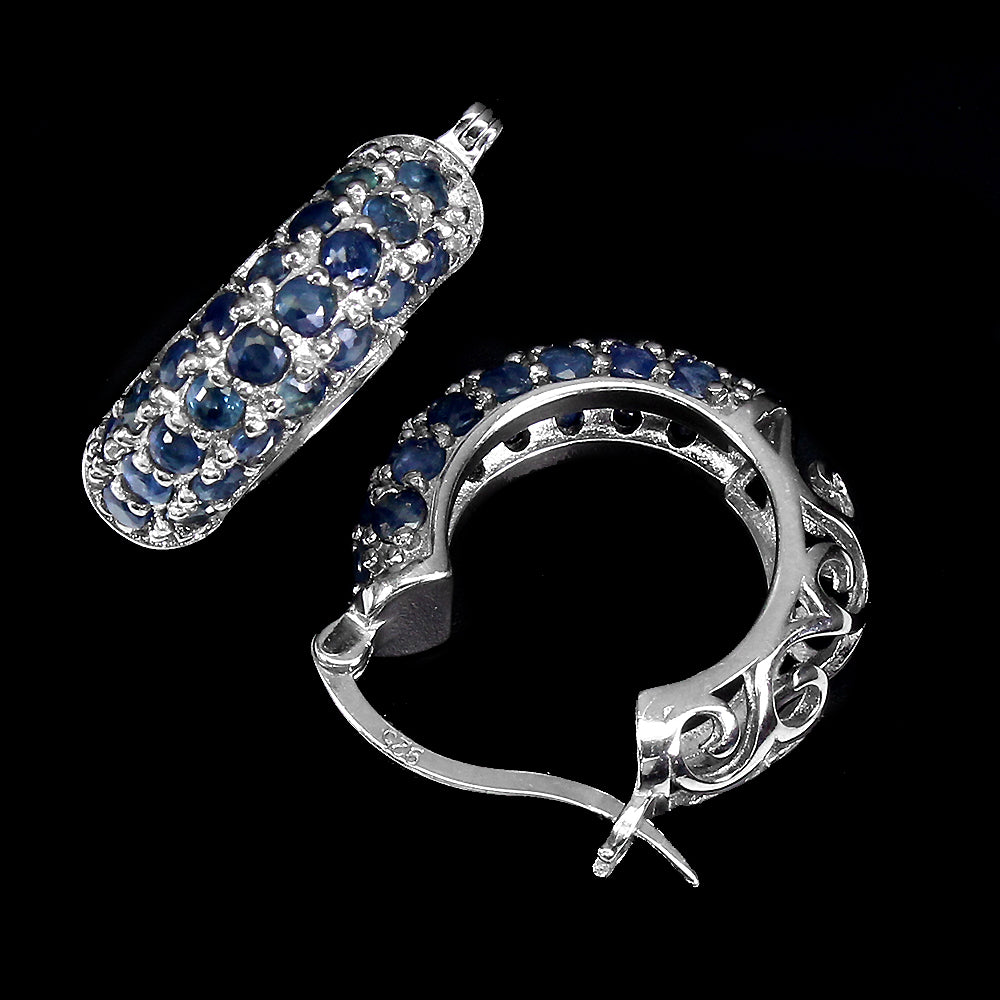 Saphir Creolen Ohrringe Silber weißvergoldet - INARA