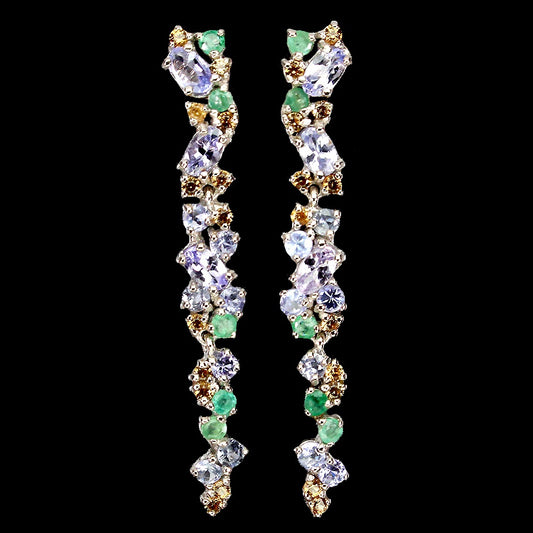 Tanzanite Emerald Sapphire Earrings