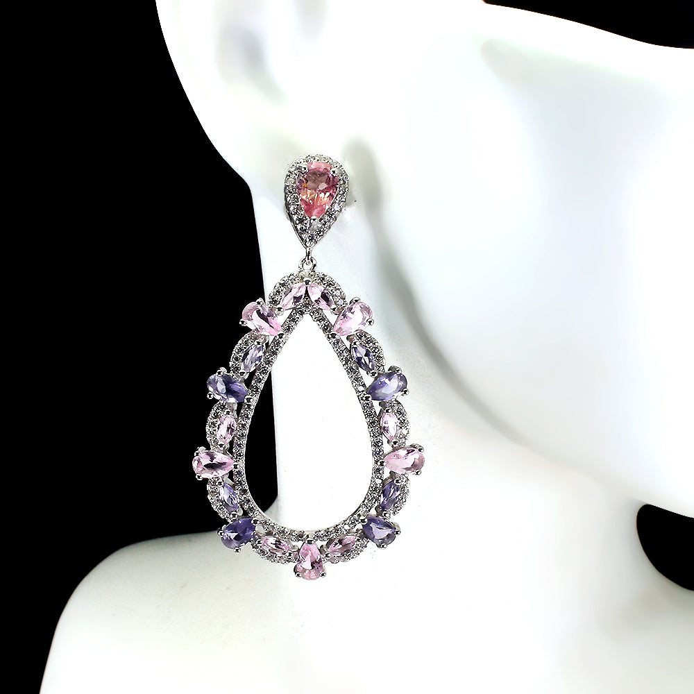 Turmalin Amethyst Silber Ohrringe - INARA