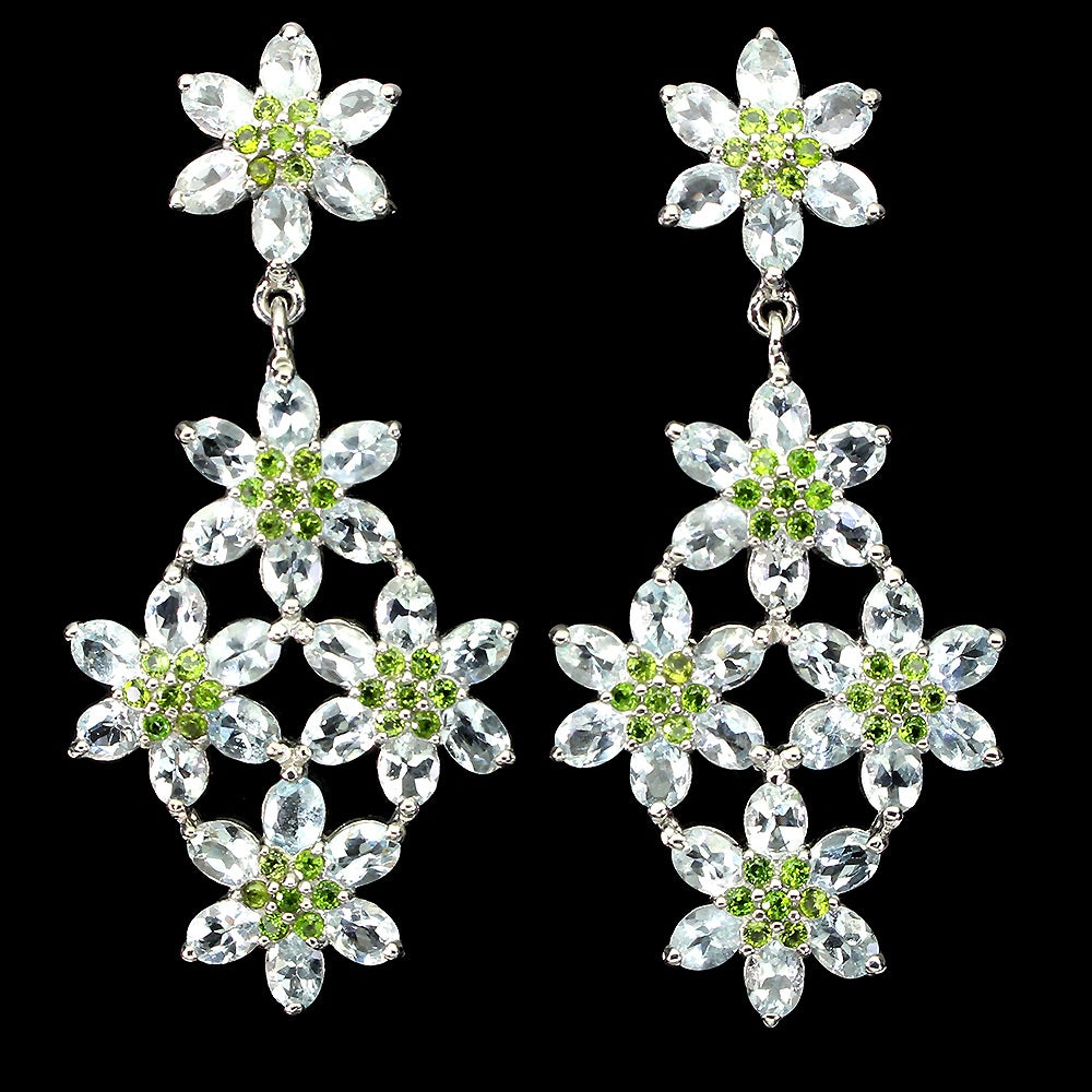 Aquamarin Chromdiopsid Ohrringe Silber weißvergoldet - INARA