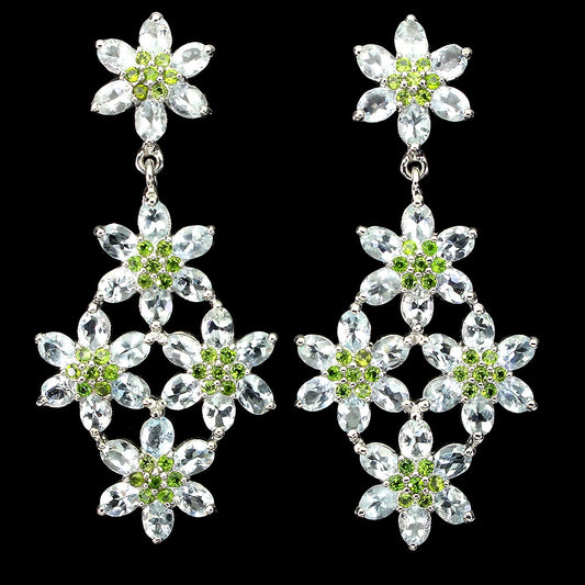 Aquamarin Chromdiopsid Ohrringe Silber weißvergoldet - INARA