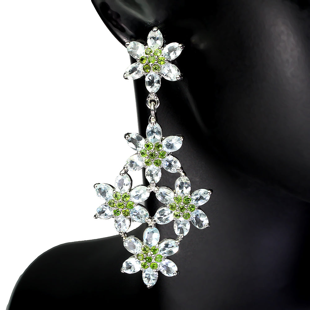 Aquamarin Chromdiopsid Ohrringe Silber weißvergoldet - INARA