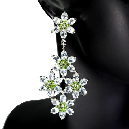 Aquamarin Chromdiopsid Ohrringe Silber weißvergoldet - INARA