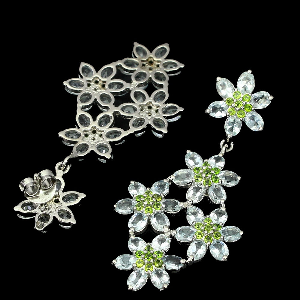 Aquamarin Chromdiopsid Ohrringe Silber weißvergoldet - INARA