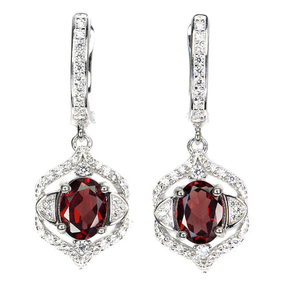 Granat Ohrringe aus weißvergoldetem Silber - INARA