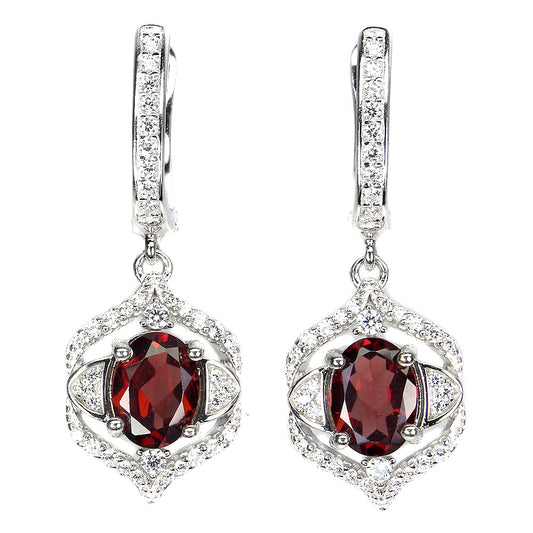 Granat Ohrringe aus weißvergoldetem Silber - INARA