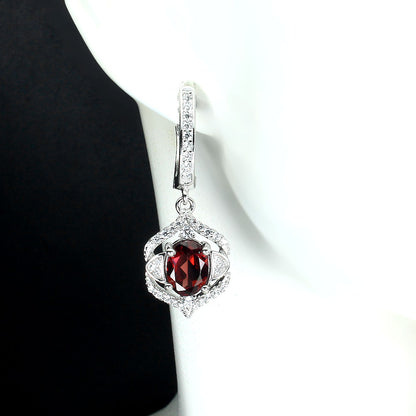 Granat Ohrringe aus weißvergoldetem Silber - INARA