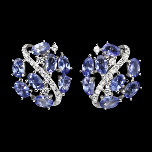 Tansanit Ohrringe aus weißvergoldetem Silber - INARA