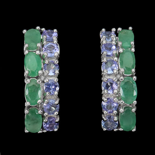 Emerald Tanzanite Earrings