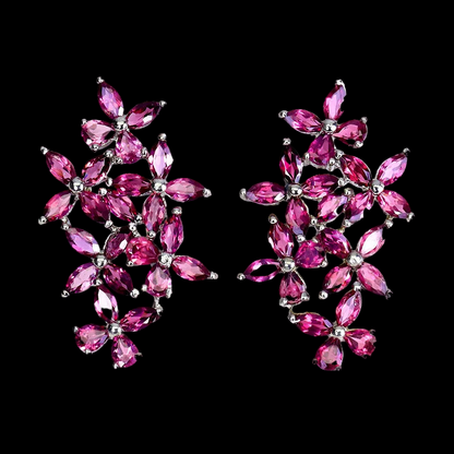 Rhodolit Ohrringe Silber weißvergoldet - INARA