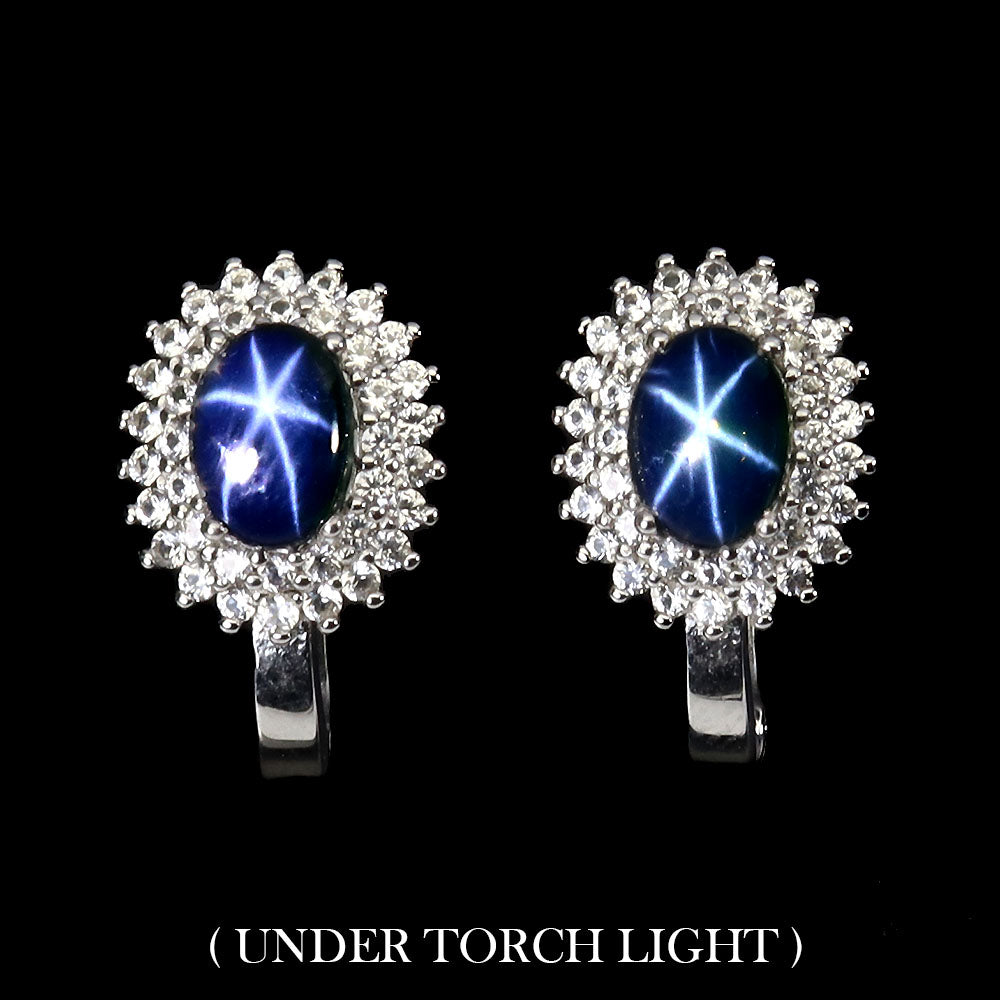 Star Sapphire White Topaz Earrings