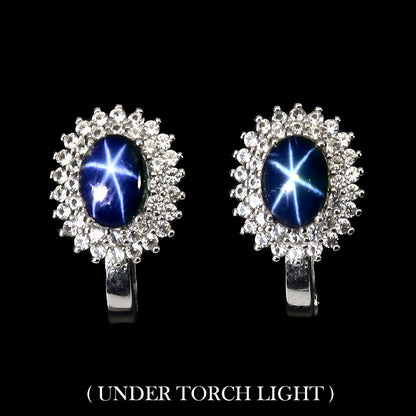 Star Sapphire White Topaz Earrings