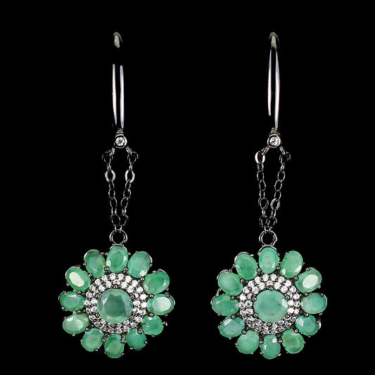 Smaragd Ohrringe aus schwarzrhodiniertem Silber - INARA