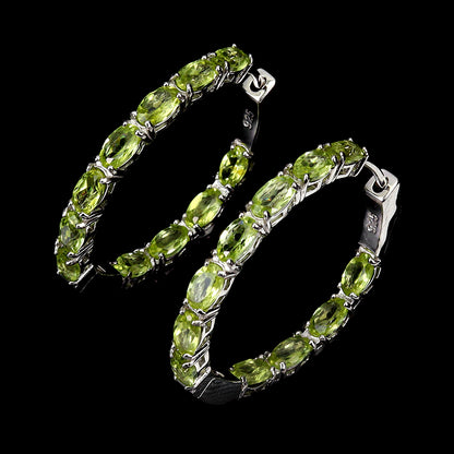Peridot Creolen Ohrringe Silber weißvergoldet - INARA - Vorderansicht