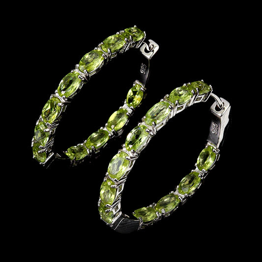 Peridot Creolen Ohrringe Silber weißvergoldet - INARA - Vorderansicht