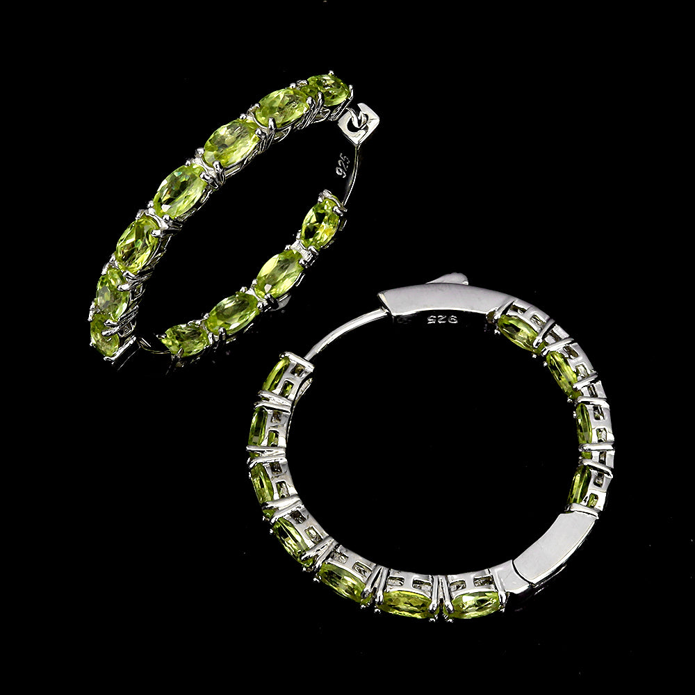 Peridot Creolen Ohrringe Silber weißvergoldet - INARA - Seitenansicht