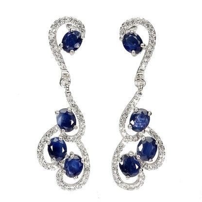 Saphir Weißtopas Ohrringe aus weißvergoldetem Silber - INARA