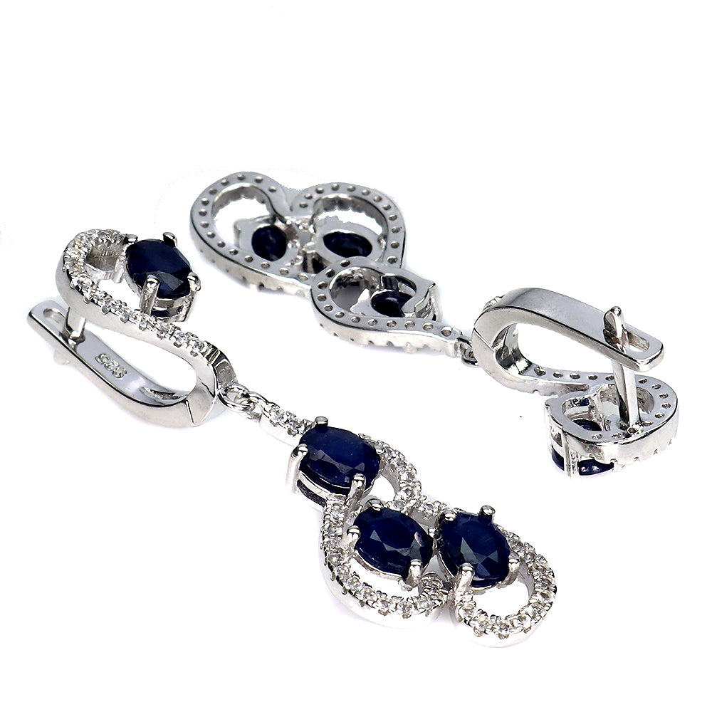 Saphir Weißtopas Ohrringe aus weißvergoldetem Silber - INARA