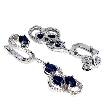 Saphir Weißtopas Ohrringe aus weißvergoldetem Silber - INARA