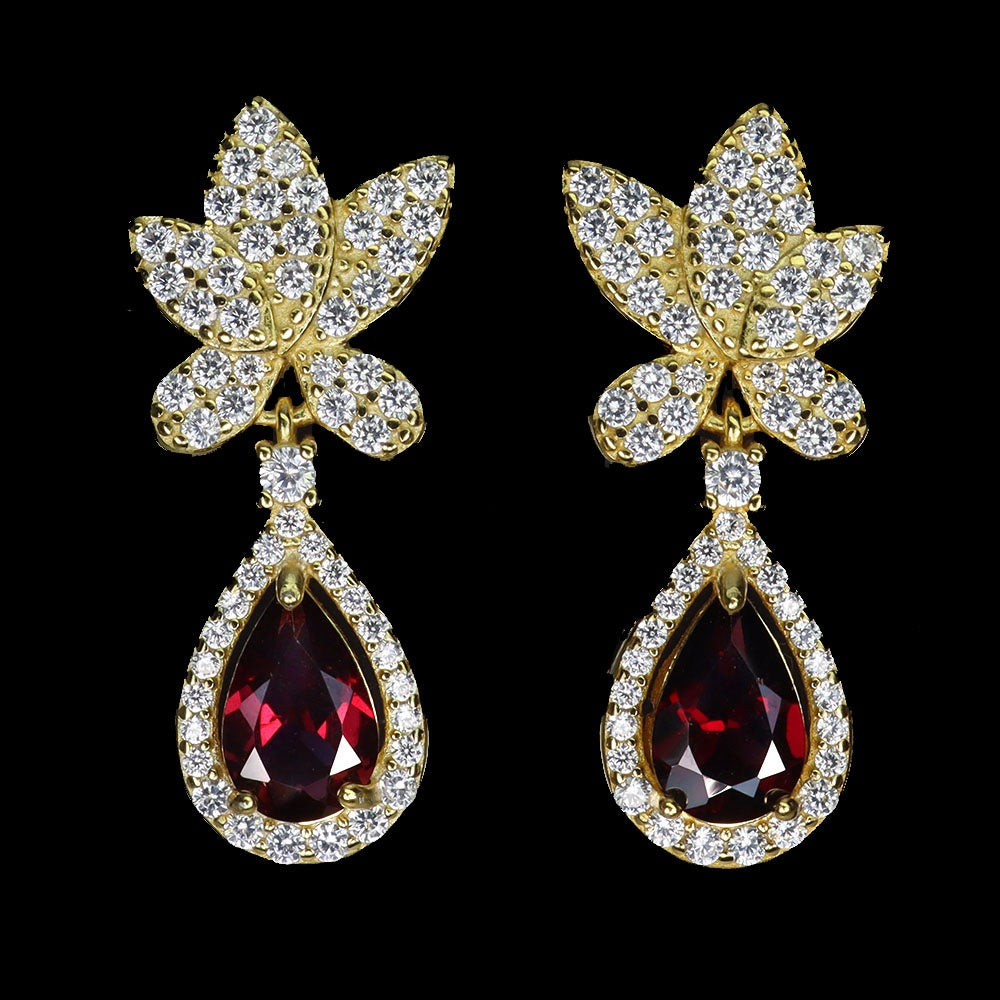 Granat Ohrringe Silber vergoldet - INARA