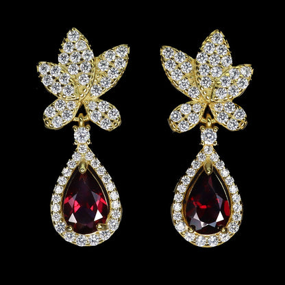 Granat Ohrringe Silber vergoldet - INARA