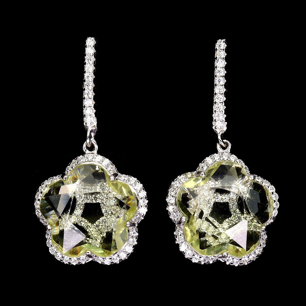 Lemonquarz Ohrringe Silber weißvergoldet - INARA