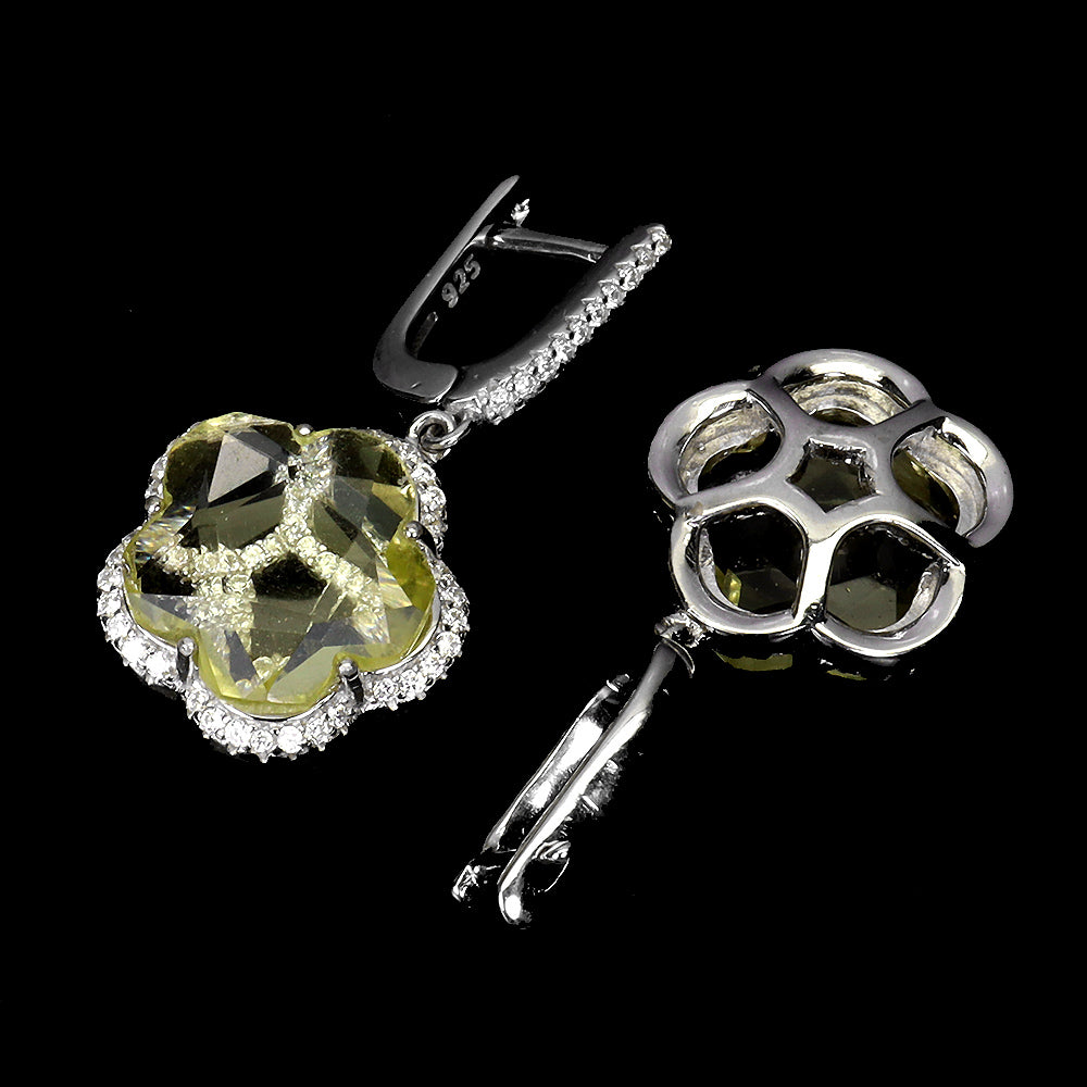 Lemonquarz Ohrringe Silber weißvergoldet - INARA