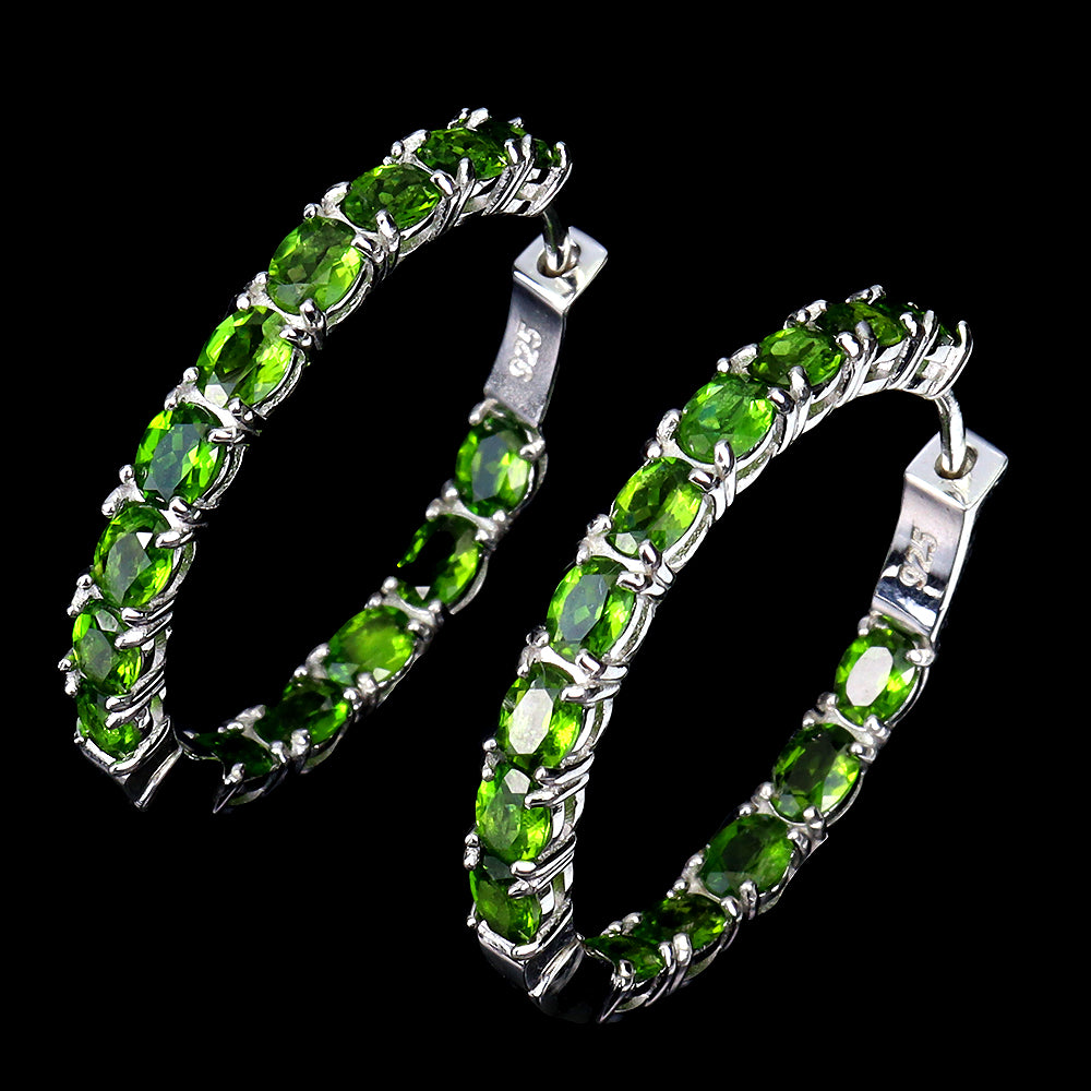 Russian Diopside Hoop Earrings