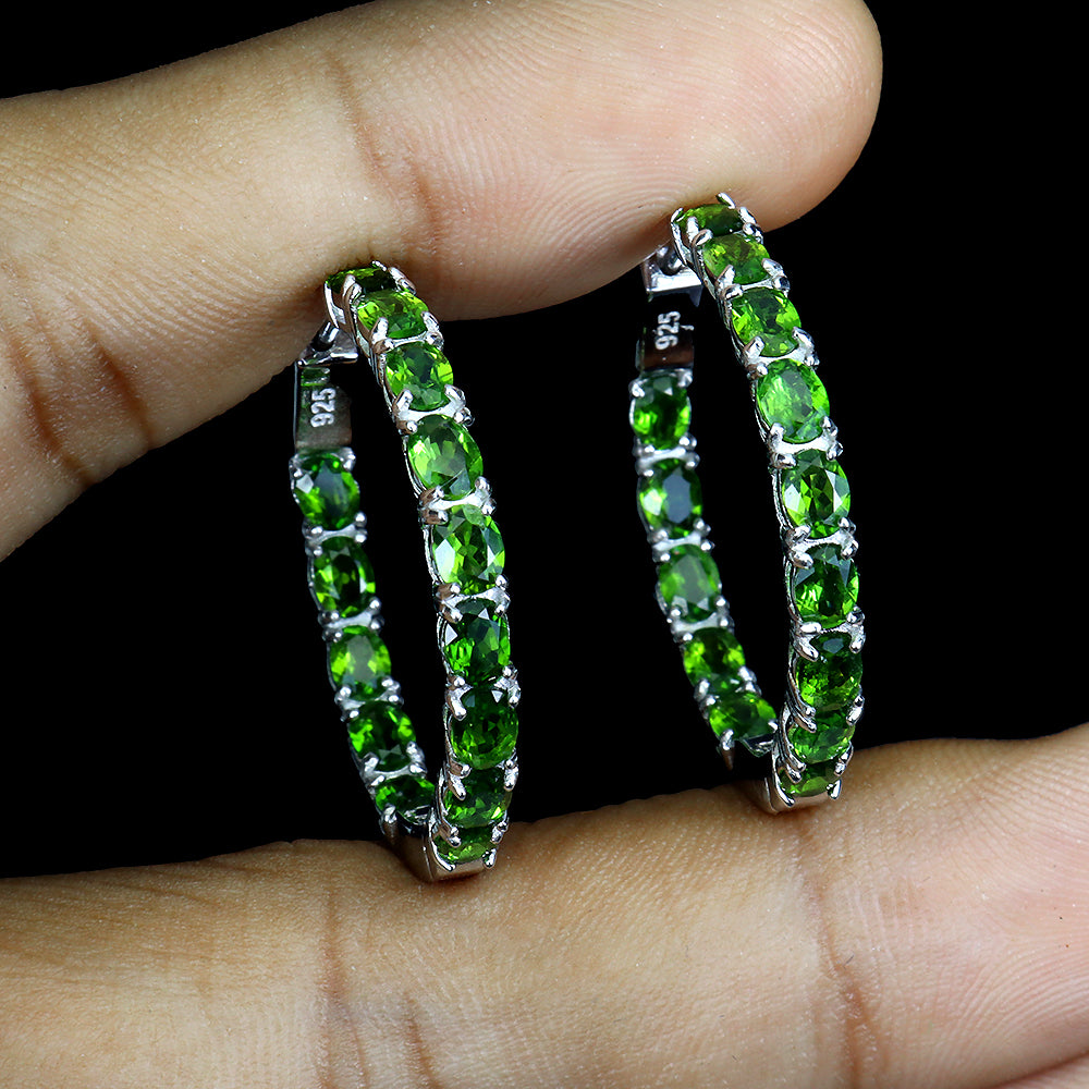 Russian Diopside Hoop Earrings