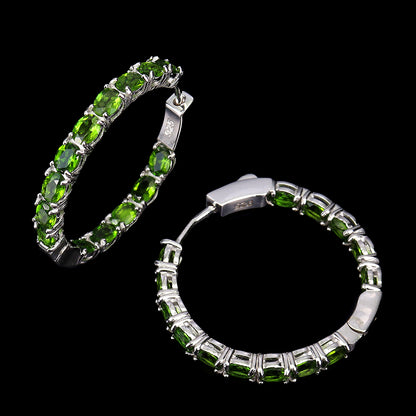 Russian Diopside Hoop Earrings