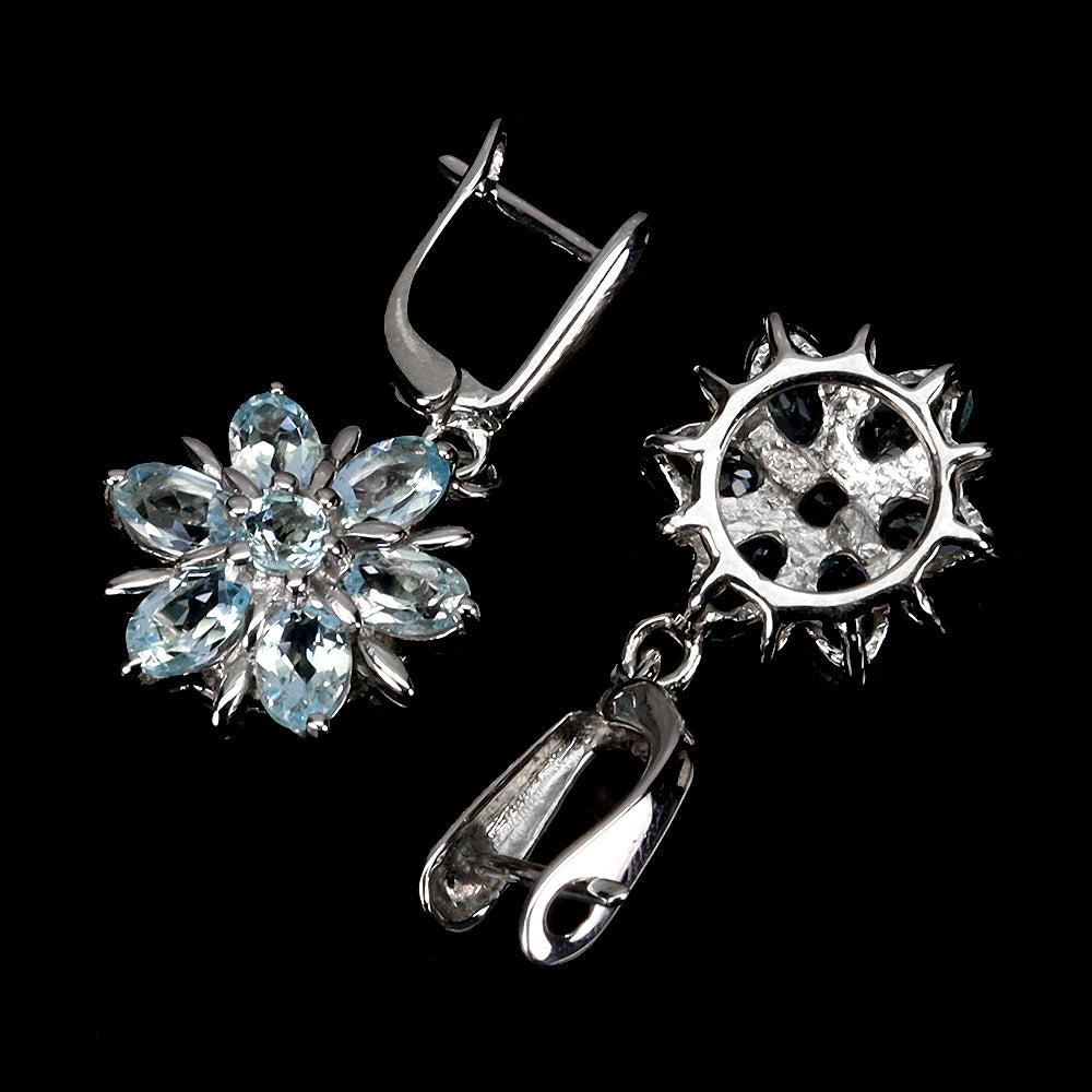 Blautopas Ohrringe aus weißvergoldetem Sterlingsilber - INARA