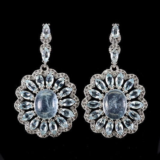 Aquamarine White Topaz Earrings