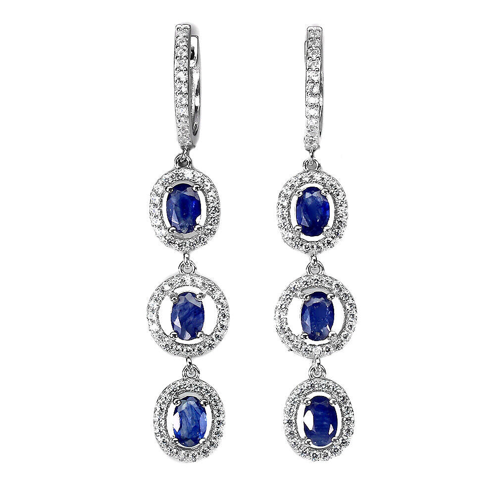 Saphir Ohrringe aus weißvergoldetem Silber - INARA