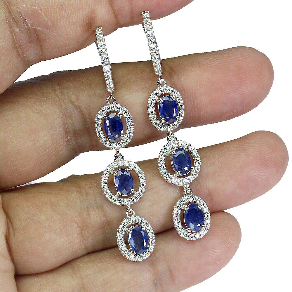 Saphir Ohrringe aus weißvergoldetem Silber - INARA