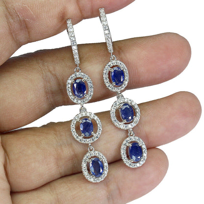 Saphir Ohrringe aus weißvergoldetem Silber - INARA