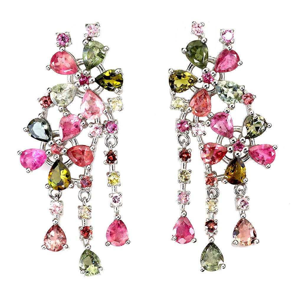 Turmalin Ohrringe aus weißvergoldetem Silber - INARA