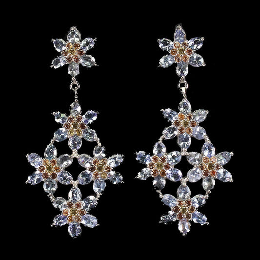 Tansanit Saphir Ohrringe Silber weißvergoldet - INARA