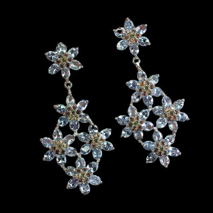 Tansanit Saphir Ohrringe Silber weißvergoldet - INARA