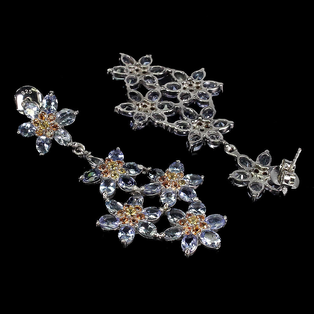 Tansanit Saphir Ohrringe Silber weißvergoldet - INARA