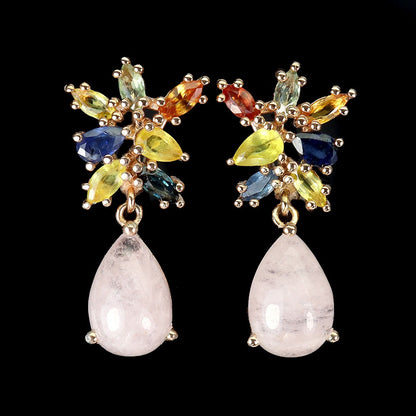 Morganit Saphir Ohrringe Silber rosévergoldet - INARA